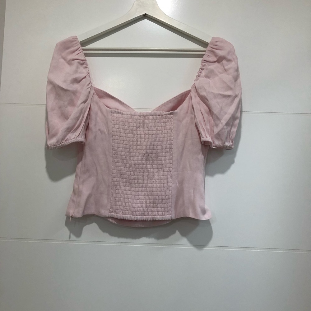 Aritzia Pink Puff Sleeve Blouse - Picture 2 of 3